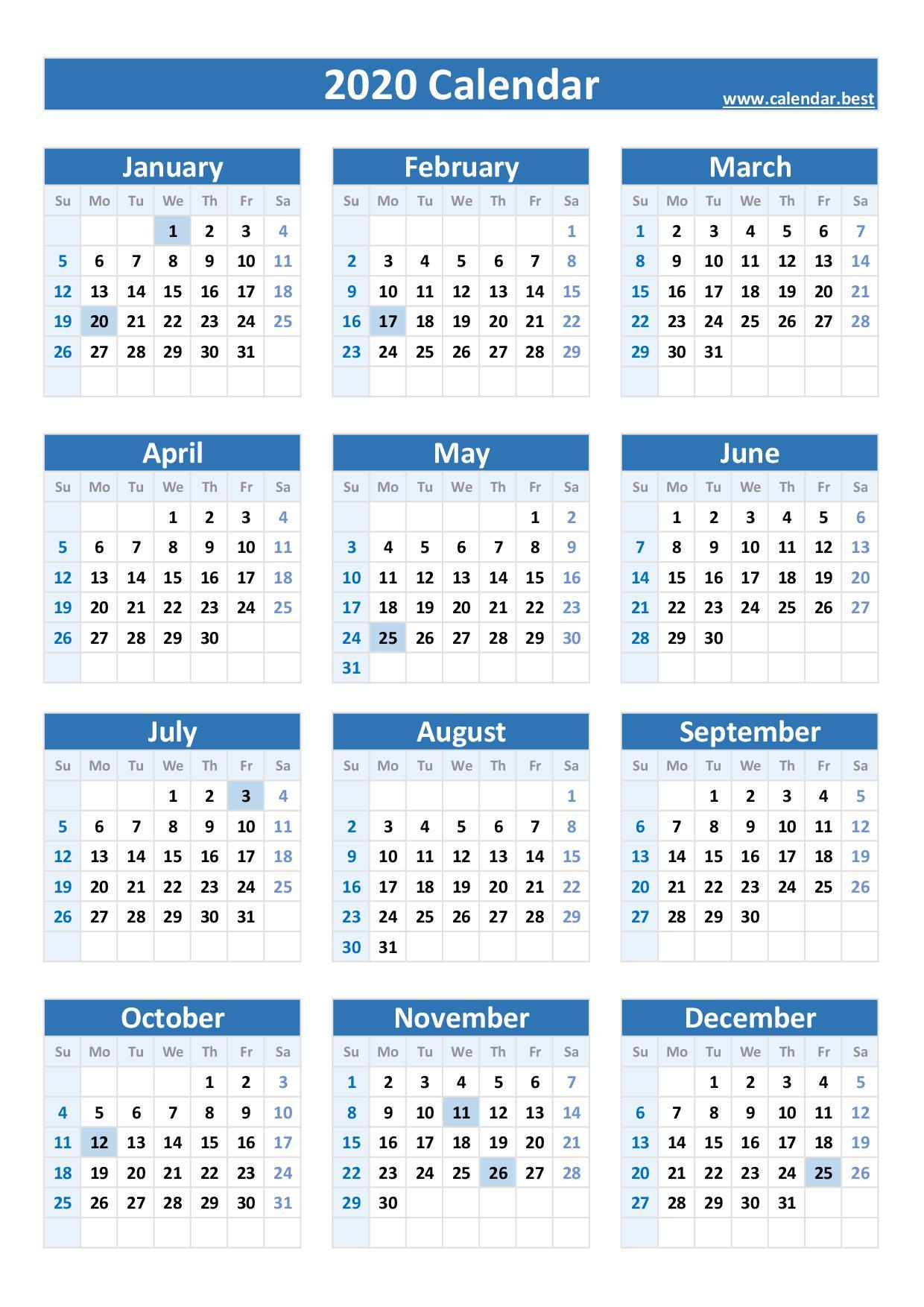 2020 2021 Calendar With Holidays | Printable Calendars 2021 in Free Calendar Pdf States United