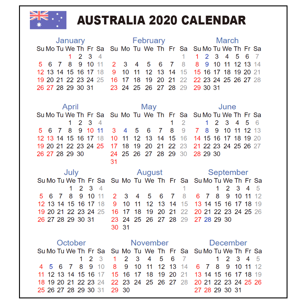 2020 Calendar Australia Printable | Example Calendar Printable for Printable Growing Calender Australia