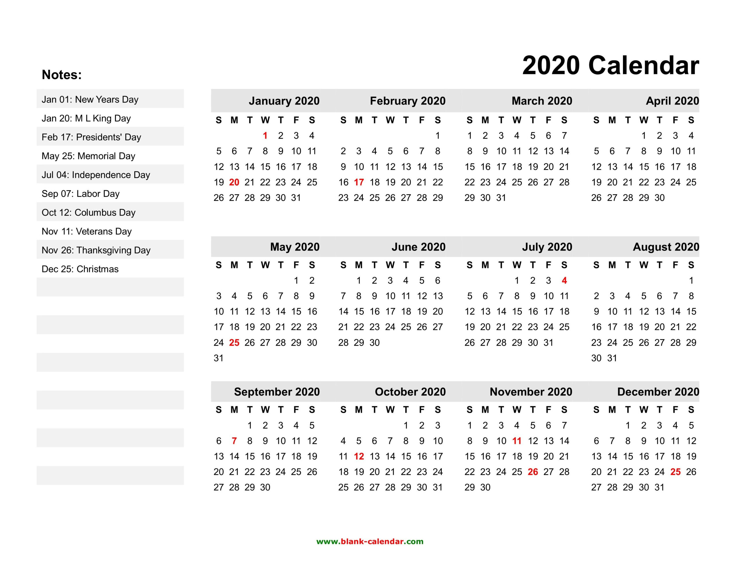 2020 Federal Holiday Calendar Printable Calendar Printable Free inside Printable Federal Government Holiday Calendar