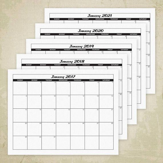 2020 Through 2022 Printable Calendars With Empty Boxes Simple | Etsy intended for Yearly Calendar With Squares