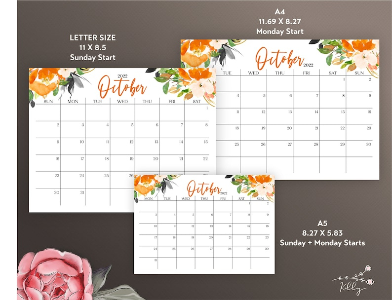 2021 2022 Printable Editable Calendar Bundle Includes Monthly | Etsy with regard to 2022 Desk Top Calendar Free