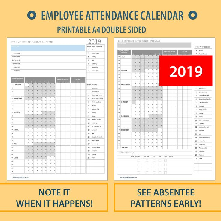 2021 A4 Printable Employee Attendance Absentee | Etsy | Calendar with regard to Get Free Employee Absentee Calendar 2022 Calendar
