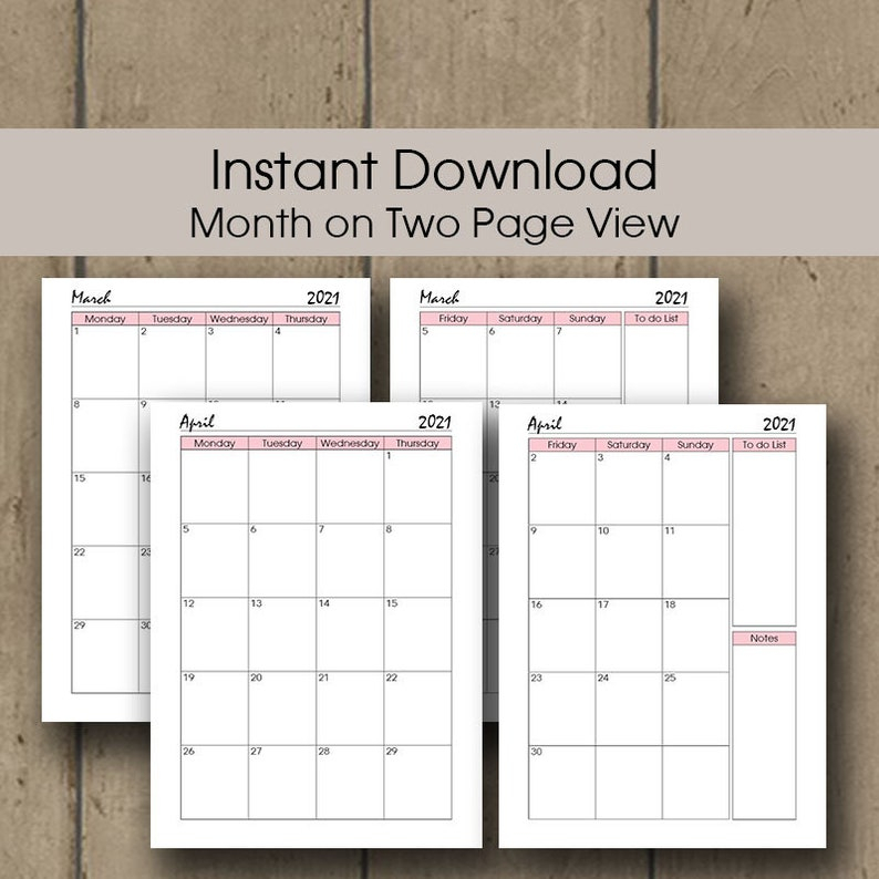 2021 Calendar Page Printable 2021 Monthly Planner Insert | Etsy within Half Size Monthly Printable Calendar