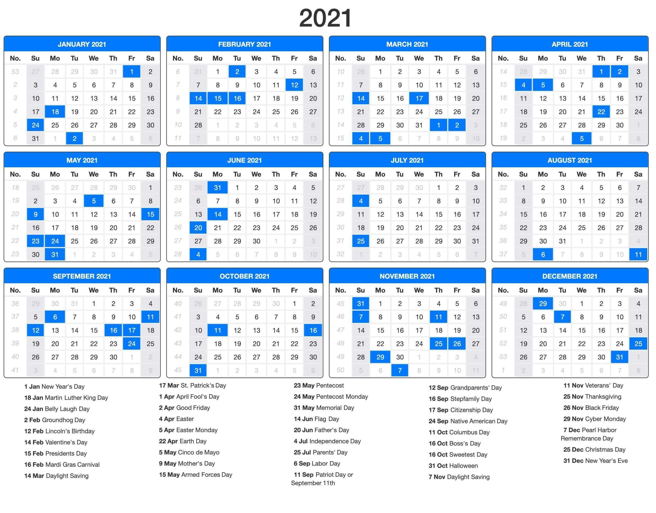 2021 Calendar With Holidays | Vacation Calendar, Printable Calendar intended for Printable Federal Government Holiday Calendar