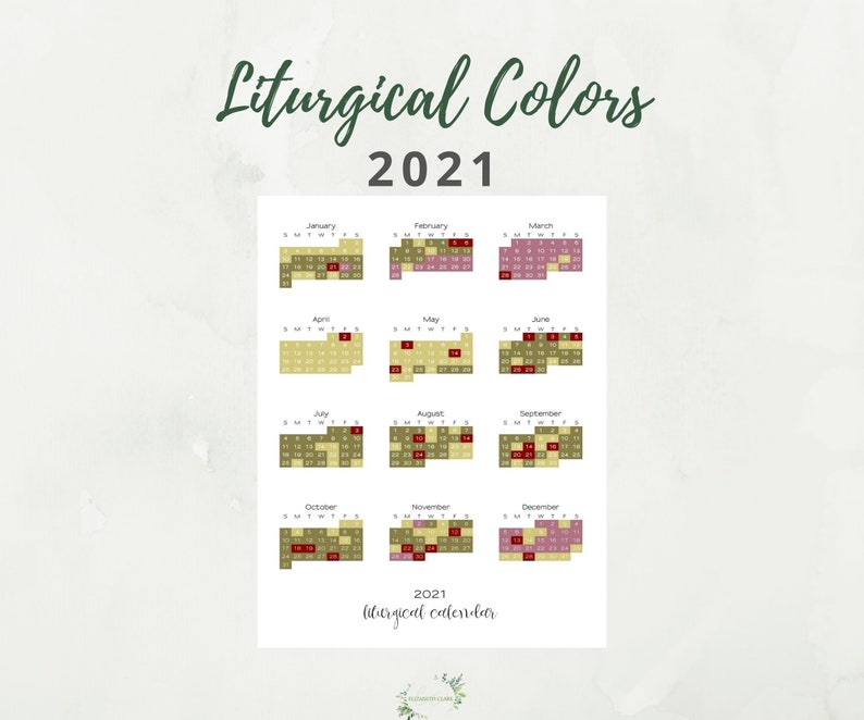 2021 Catholic Liturgical Calendar: Liturgical Colors Guide 1 | Etsy with Anglican Liturgical Calendar Pdf