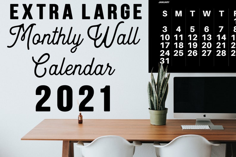 2021 Extra Large Wall Calendar Printable | Etsy for Free Printable Extra Large Calendars