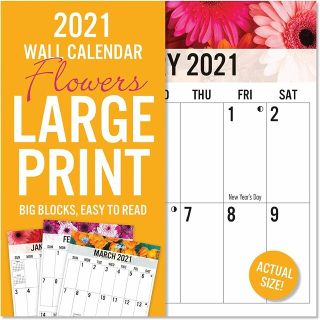 2021 Large Print Wall Calendar 11&quot; X 22&quot; Free Shipping | Ebay inside Free Large Wall Calendars