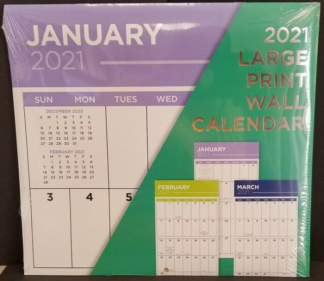 2021 Large Print Wall Calendar 11&quot; X 22&quot; Free Shipping | Ebay regarding Free Large Wall Calendars