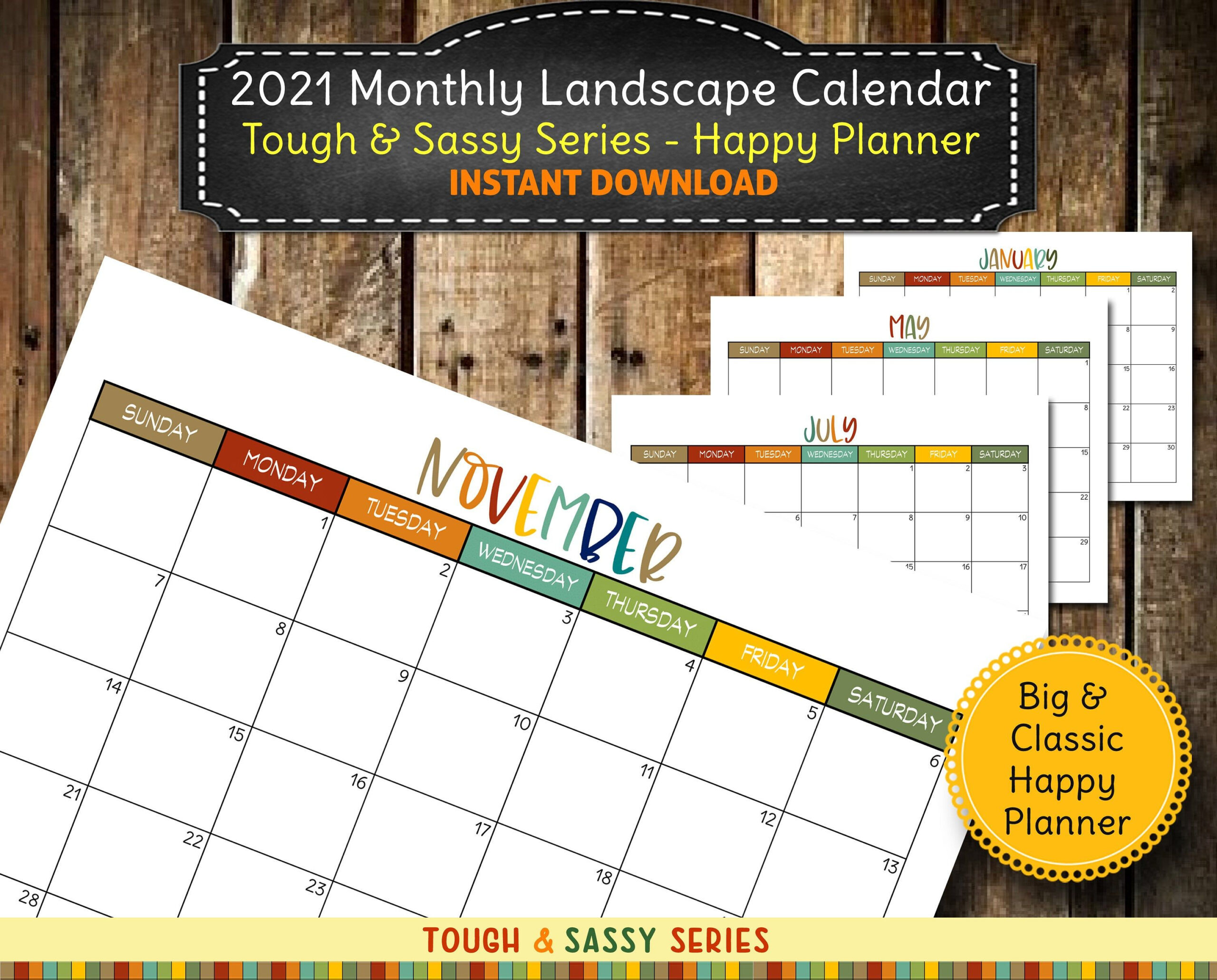 2021 Printable Large Square Wall Landscape Calendar  Tough | Etsy pertaining to Large Square Blank Calendar