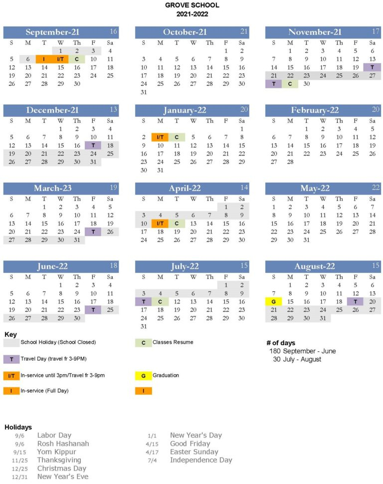 20212022 Calendar  Grove School throughout Schools Calendar In Uganda 2022