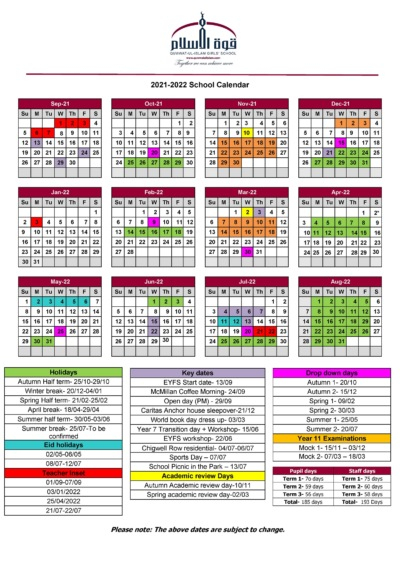 20212022 Calender  Quwwatulislam Girls&#039; School in London Ramadhan 2022 Pdf Calendar