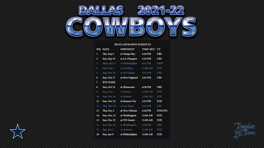 20212022 Dallas Cowboys Wallpaper Schedule throughout Printable Nfl Schedule 2022 2022 Calendar Printables