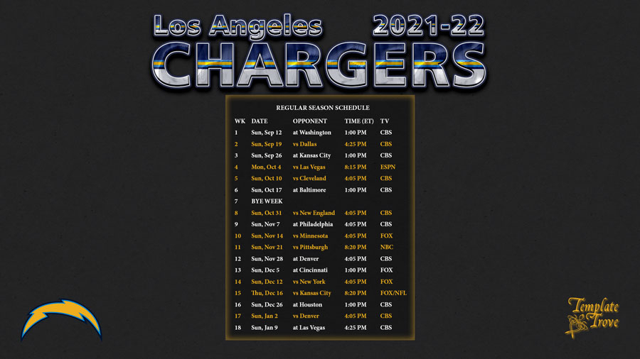 20212022 Los Angeles Chargers Wallpaper Schedule pertaining to Printable Nfl Schedule 2022 2022 Calendar Printables