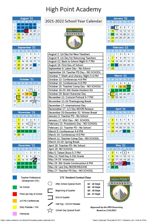 20212022 School Year Calendar Now Available  High Point Academy throughout Schools Calendar In Uganda 2022