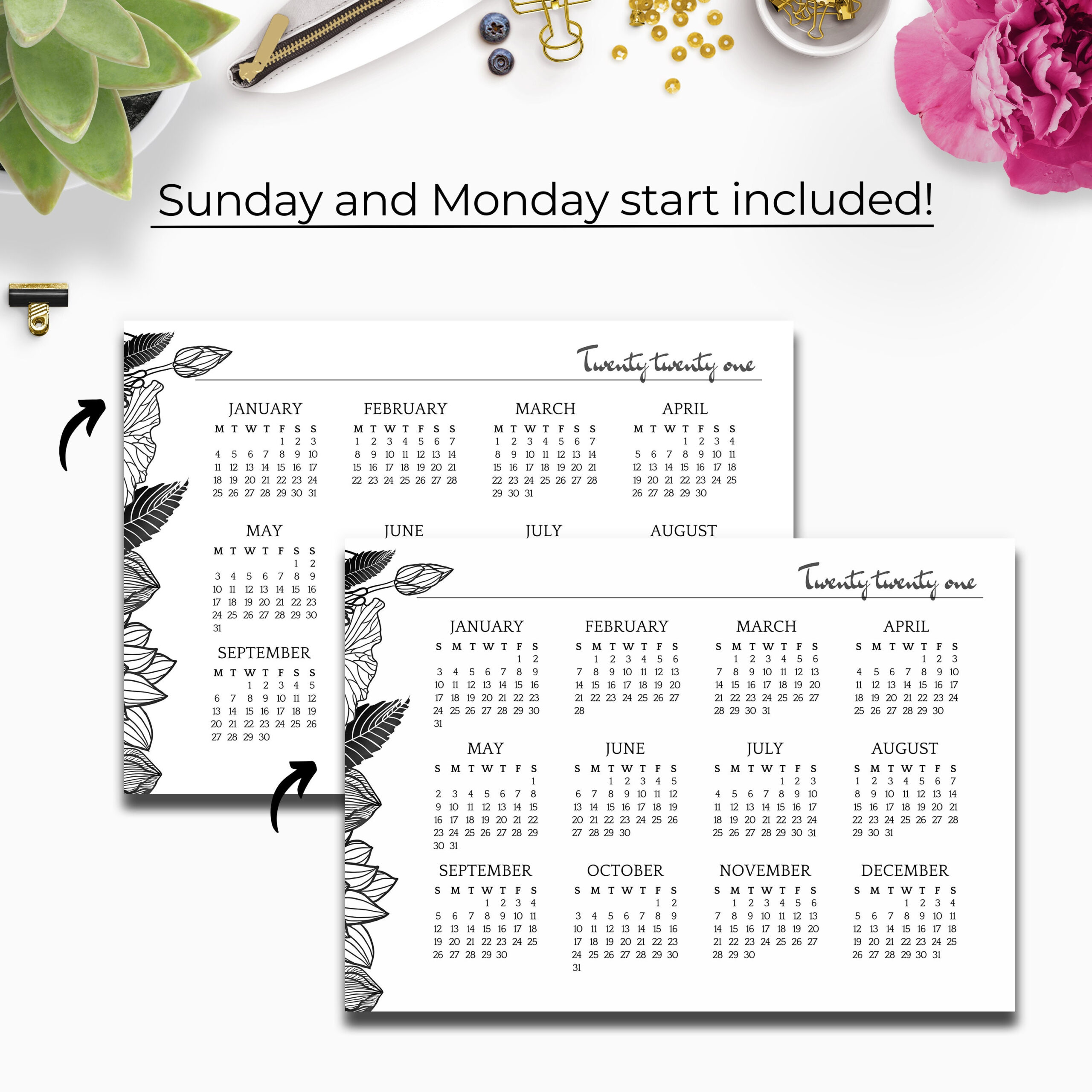 20212022 Year At A Glance Yearly Wall Calendar Printable | Etsy intended for At A Glance Wall Calendar 2022
