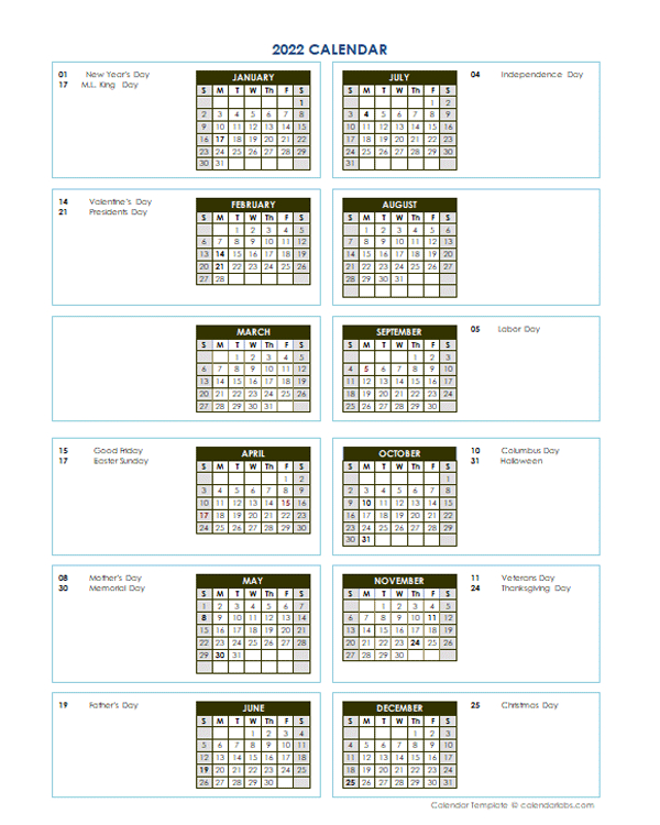 2022 Annual Calendar Vertical Template Free Printable Templates for 2022 Yearly Calendar Template Word School Holidays South Australia