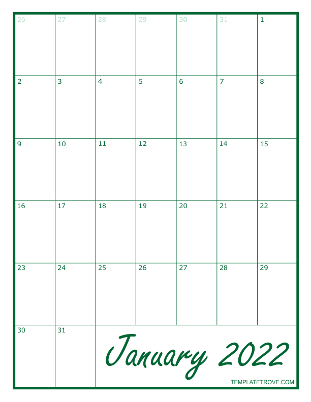 2022 Blank Monthly Calendar with regard to Print 2022 Calendar Free Printable Calendars