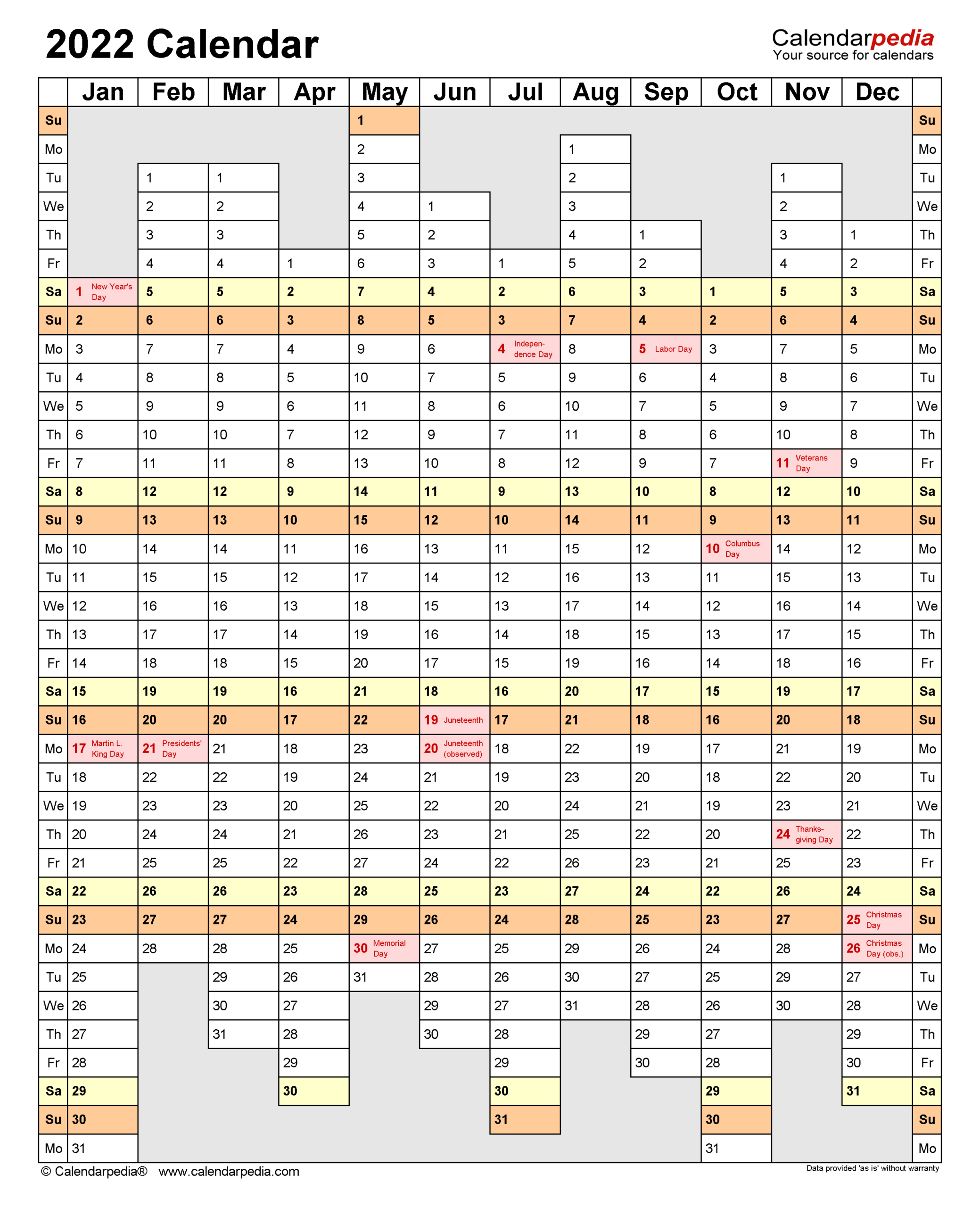 2022 Calendar  Free Printable Word Templates  Calendarpedia throughout Free Portrait Printable Calendars 2022