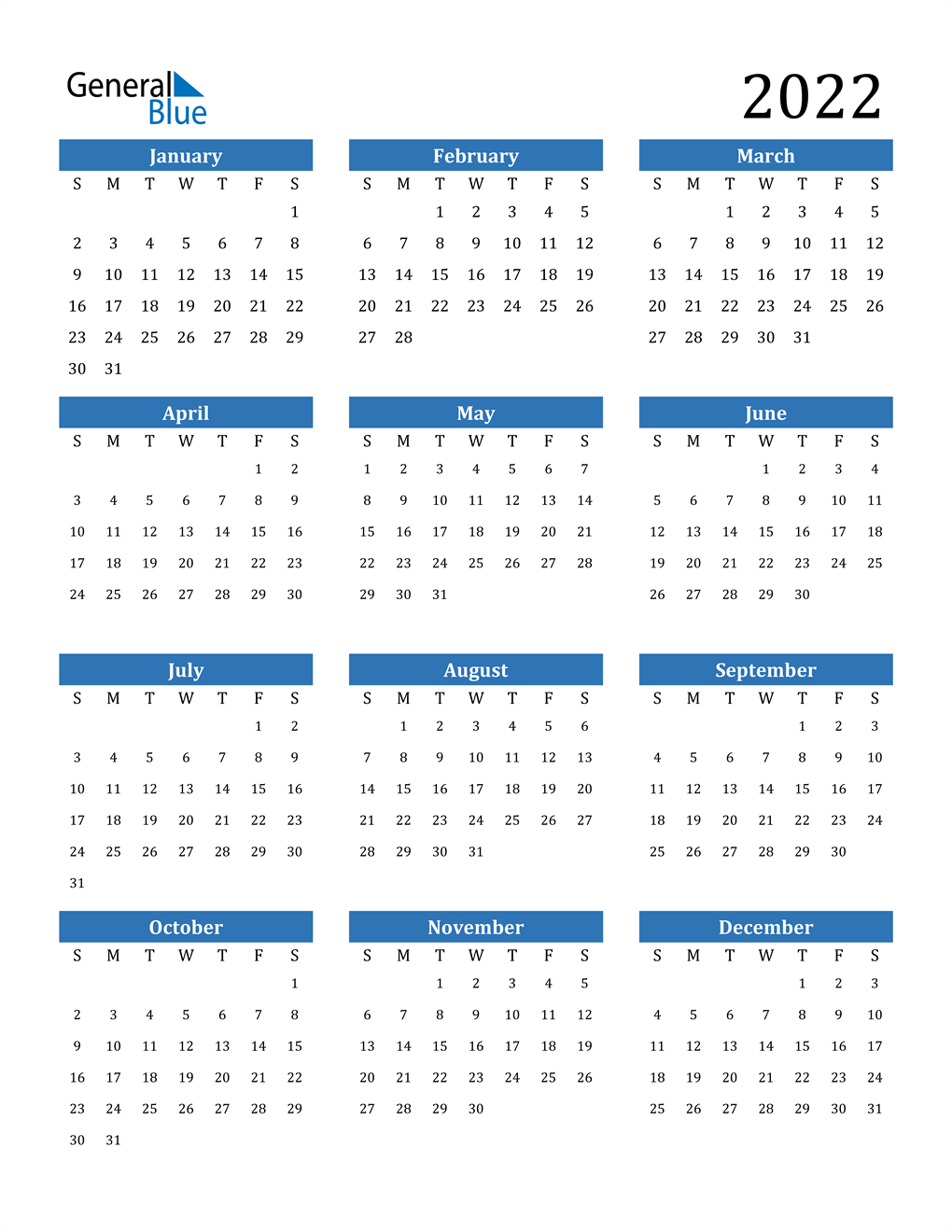 2022 Calendar (Pdf, Word, Excel) for Free Printable Fiscal Year 2022 Calendar