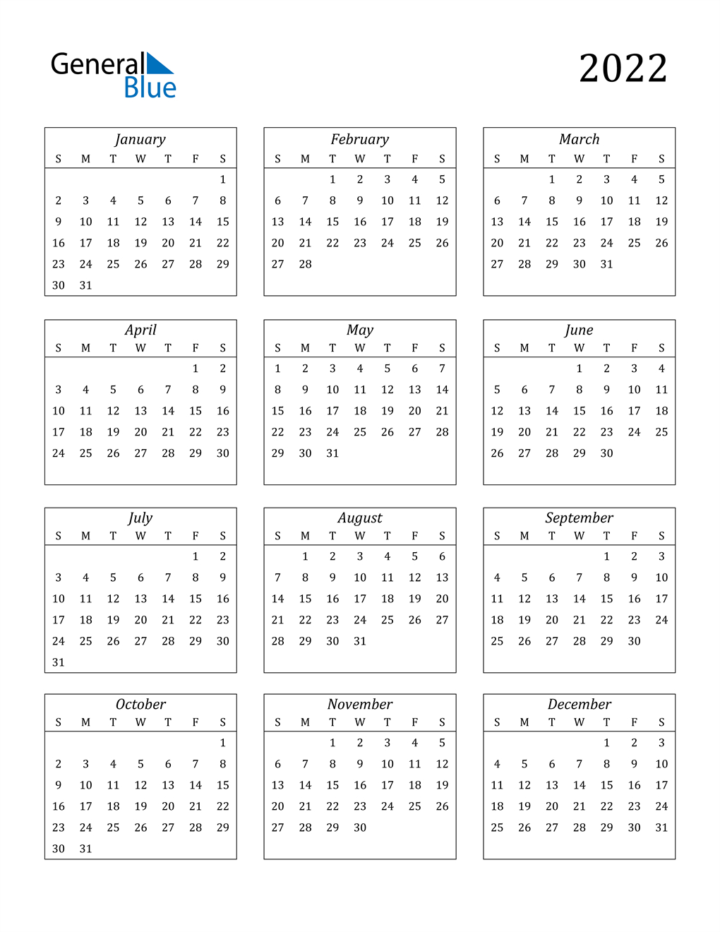 2022 Calendar (Pdf, Word, Excel) with regard to Printable Free 2022 Calendar Without Downloading