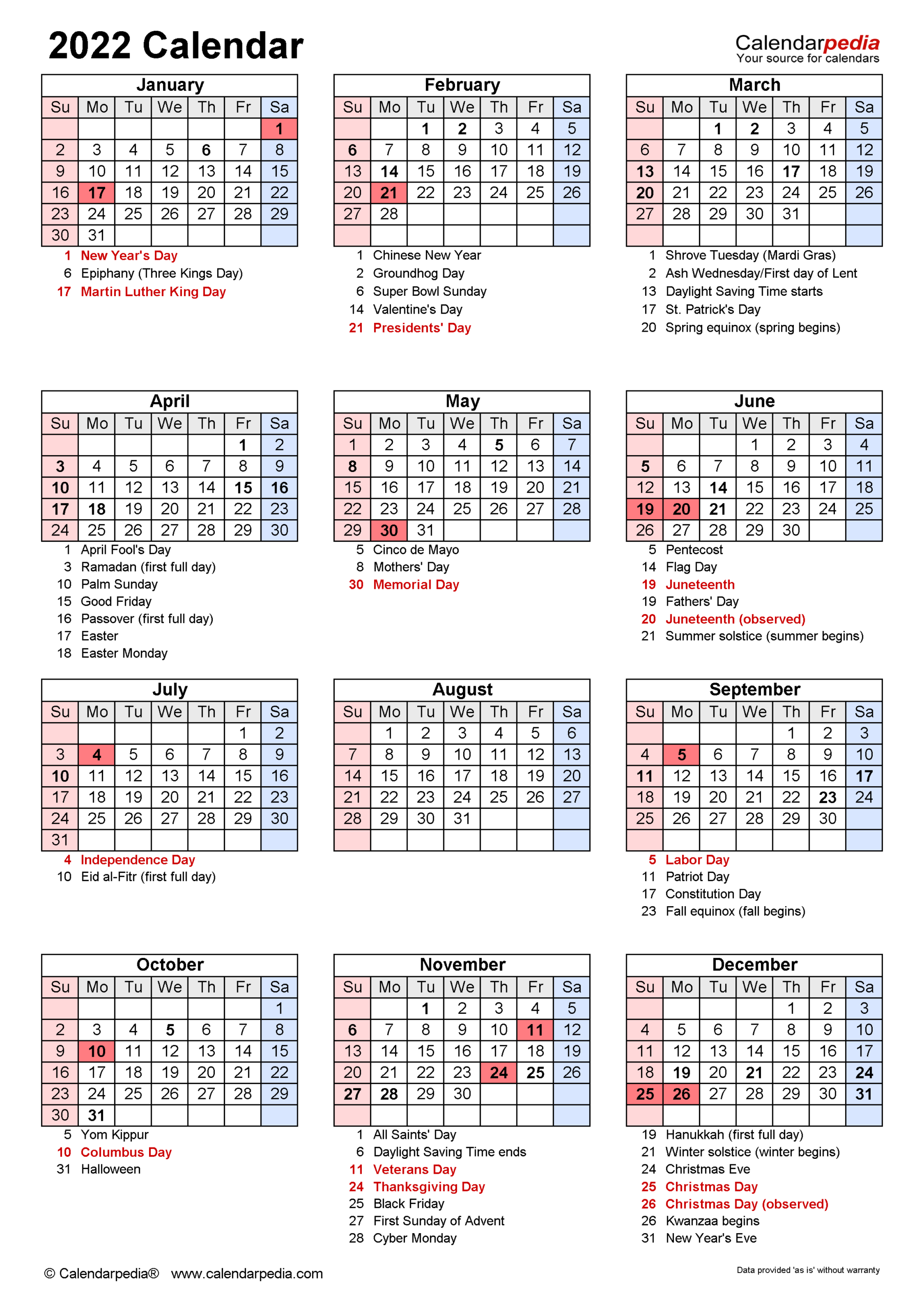 2022 Calendar Printable One Page  Free Printable Calendars And for Printable Free 2022 Calendar Without Downloading
