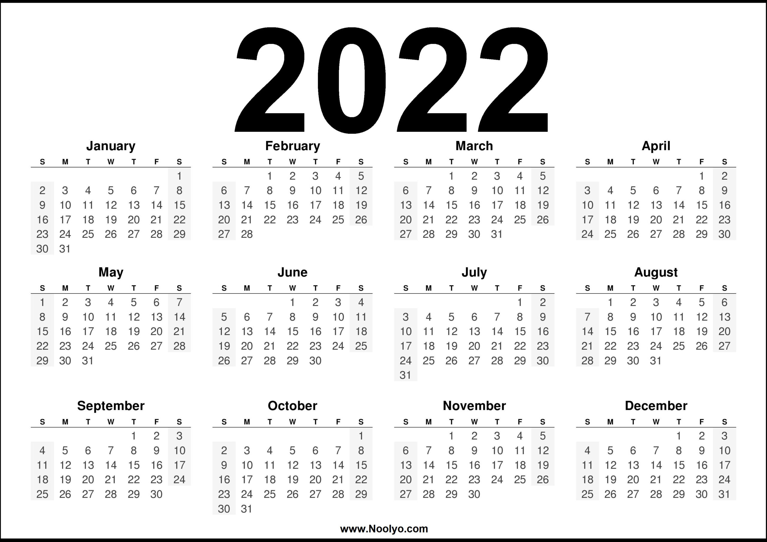 2022 Calendar Printable Us  Download Free  Noolyo inside Next Year Calendar 2022