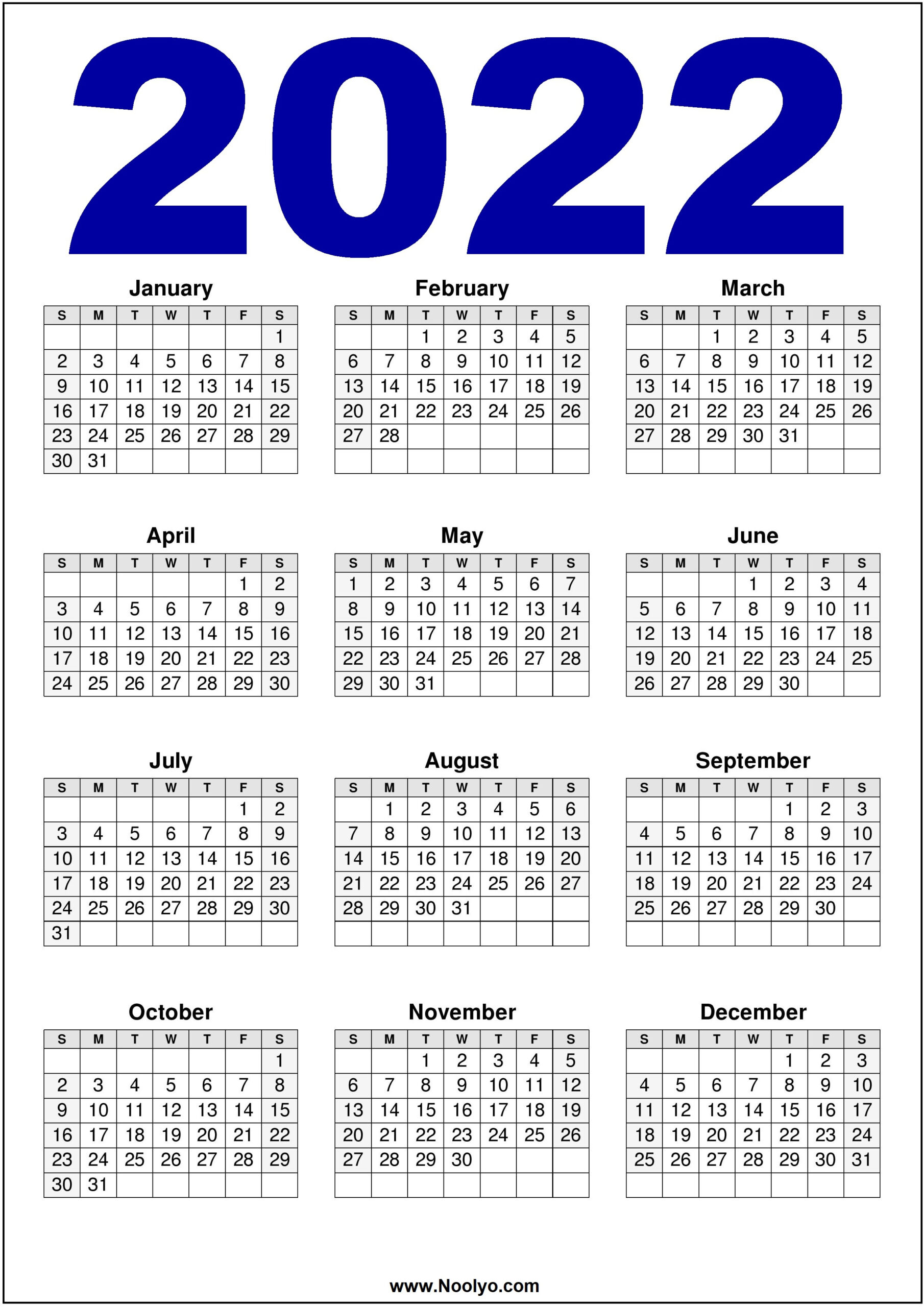 2022 Calendar Us Printable  Download Free  Noolyo with regard to Next Year Calendar 2022