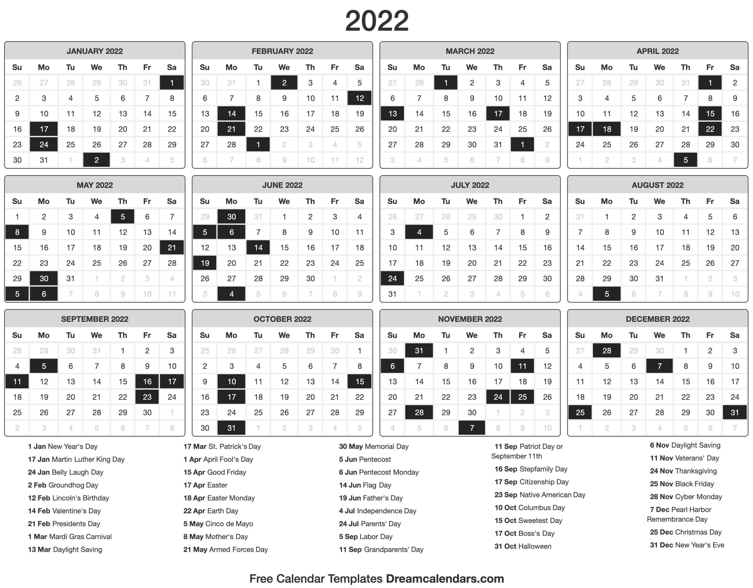 2022 Calendar within Lunar Calendar 2022 Pdf
