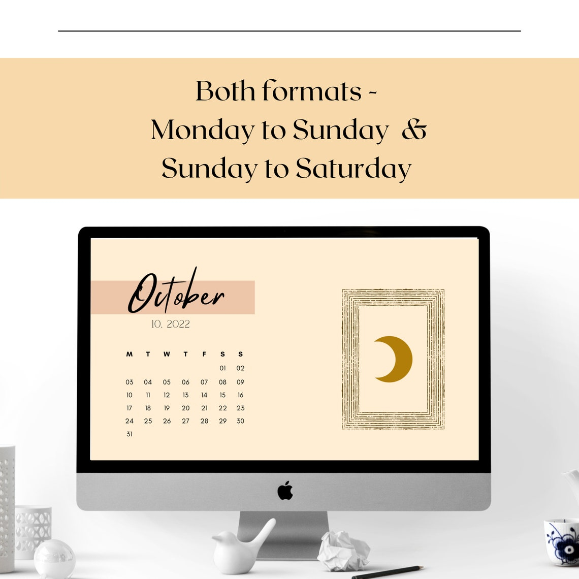 2022 Desktop Calendar Aesthetic Boho Style Wallpaper | Etsy regarding 2022 Desk Top Calendar Free