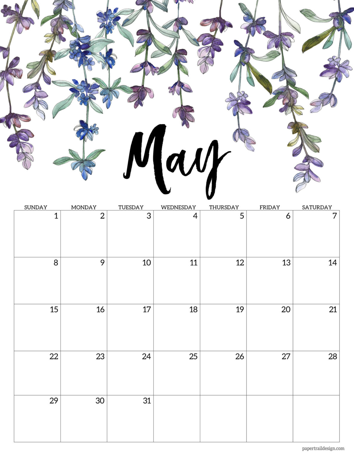 2022 Free Printable Calendar  Floral | Paper Trail Design for Free Landscape Architecture Calendar