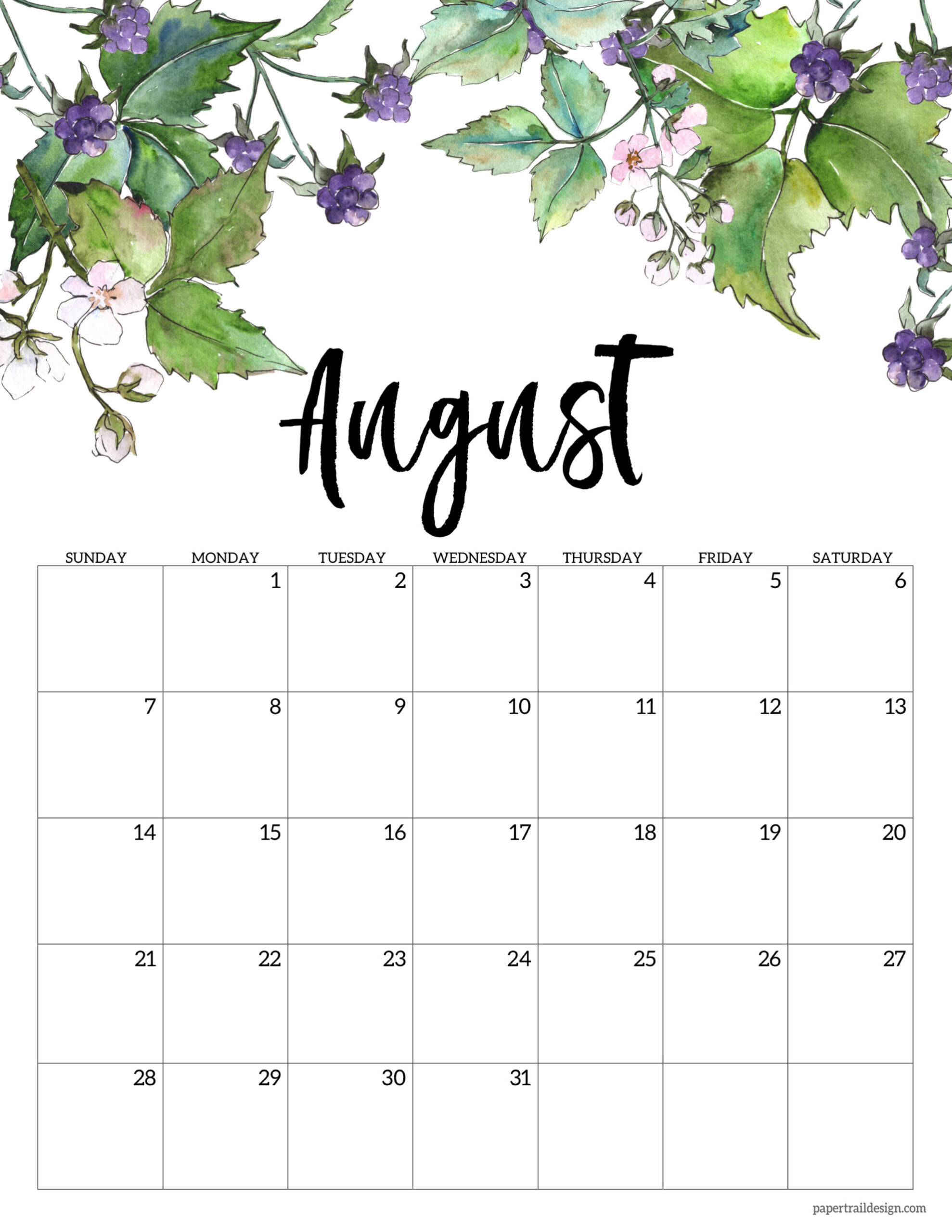 2022 Free Printable Calendar  Floral | Paper Trail Design in Free Landscape Architecture Calendar