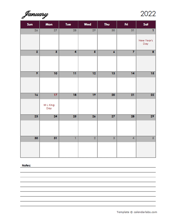 2022 Google Docs Calendar With Large Boxes  Free Printable Templates intended for Google Free Calendar 2022