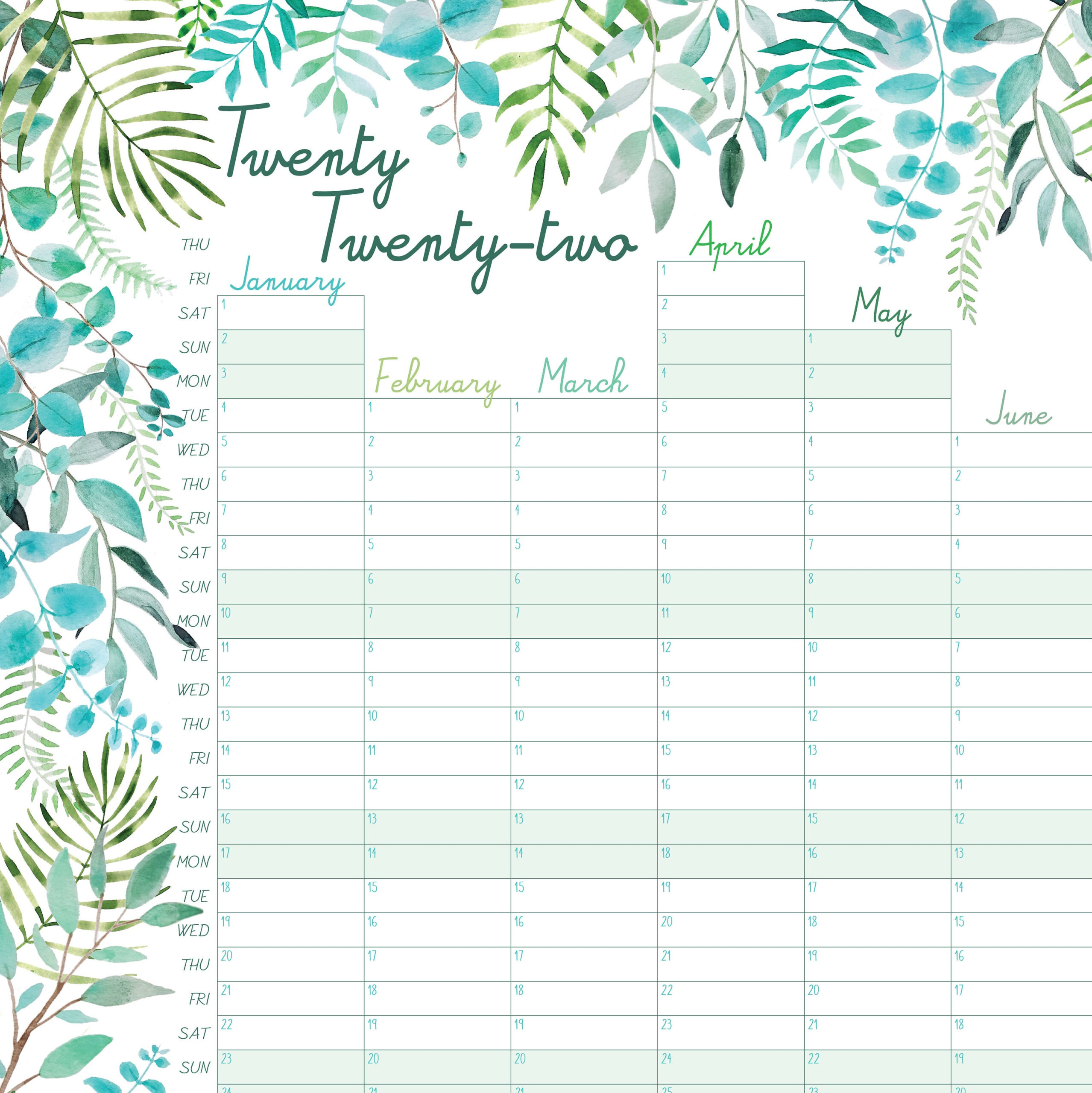 2022 Lush Botanical Wall Calendar Yearly Planner 2022 | Etsy within Calender 2022 Wall Calendar