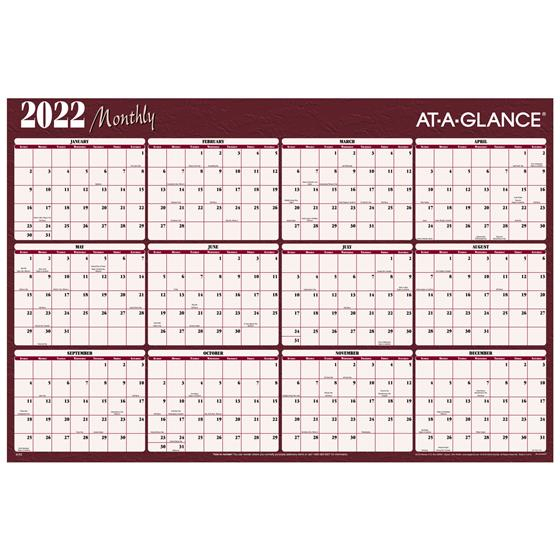 2022 Monthly A152 Ataglance Dry Erase Wall Calendar 32 X 48 with regard to Calender 2022 Wall Calendar