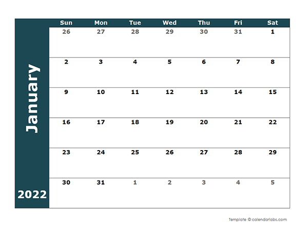 2022 Monthly Blank Calendar Free Printable Templates in Google Calendar 2022 Template