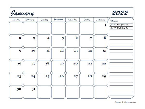 2022 Monthly Blank Calendar Template  Free Printable Templates intended for Blank 2022 Calendar Printable Free Pdf