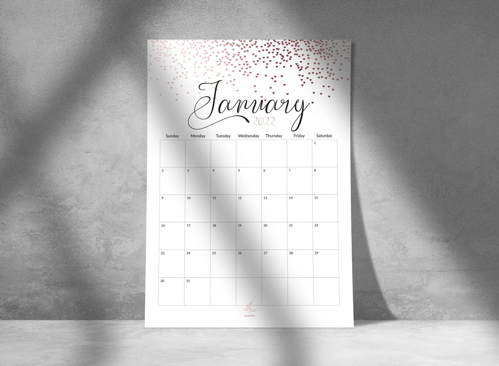2022 Printable Calendar 2022 Wall Calendar Monthly Planner | Etsy for Calender 2022 Wall Calendar