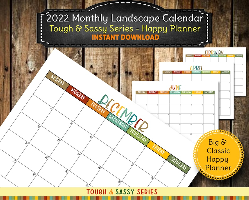 2022 Printable Large Square Wall Landscape Calendar  Tough | Etsy throughout Large Square Blank Calendar