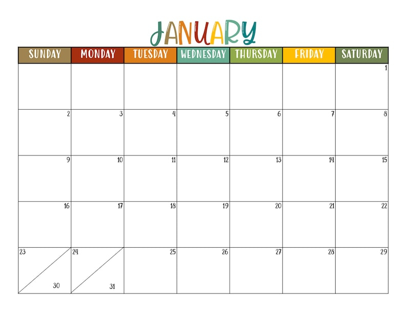 2022 Printable Large Square Wall Landscape Calendar  Tough | Etsy throughout Printable Calendar With Large Blocks