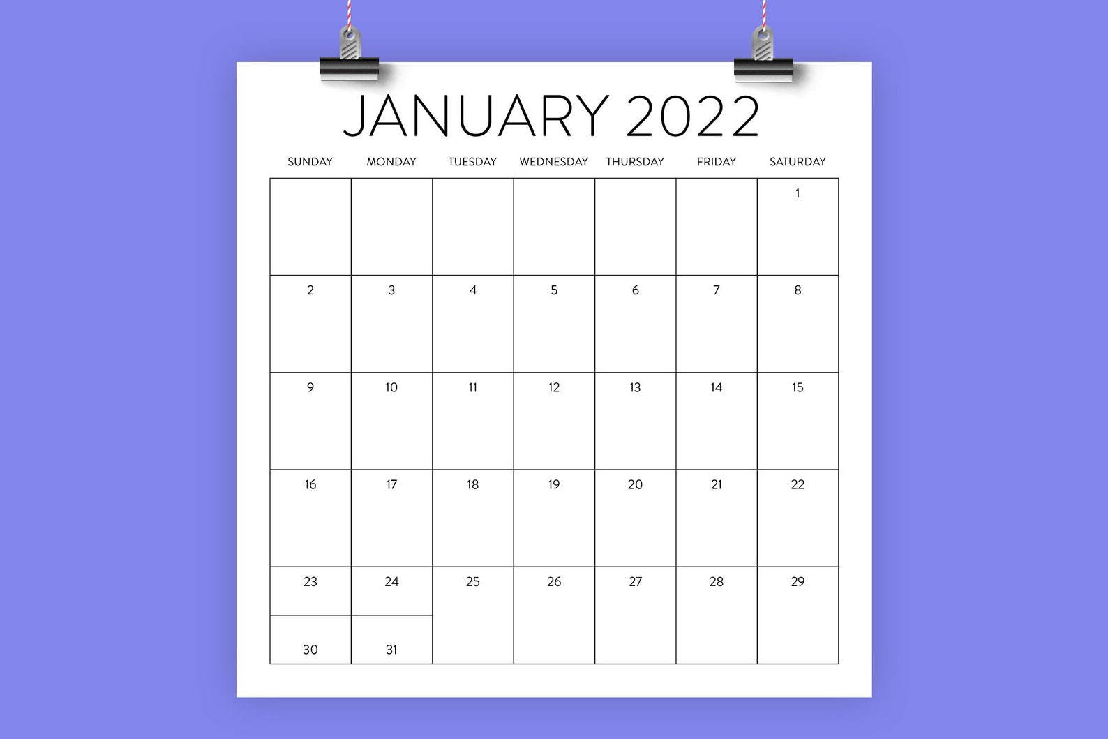 2022 Square Calendar Template Instant Download Modern | Etsy in Navy Calendar Squares Template