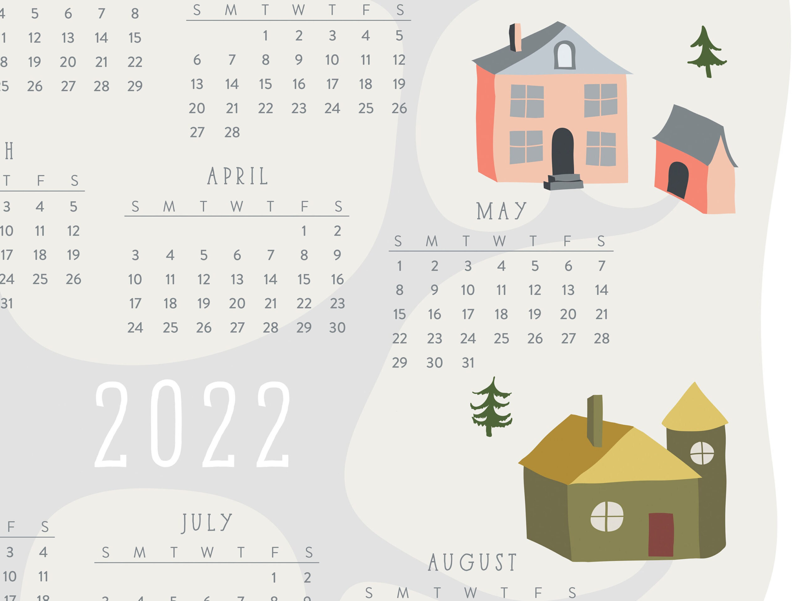 2022 Wall Calendar 11X17 Yearataglance Calendar 2022 | Etsy throughout Year At A Glance Calendar 2022