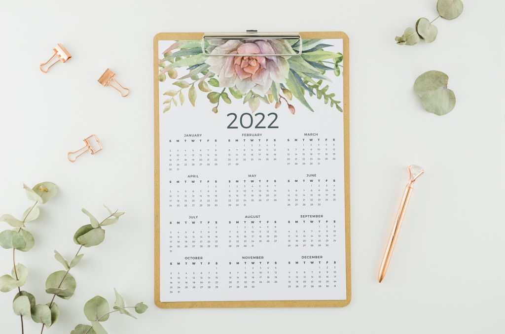 2022 Year At A Glance Calendar | Succulents &amp; Cactus | Printable with regard to 2022 Year At A Glance