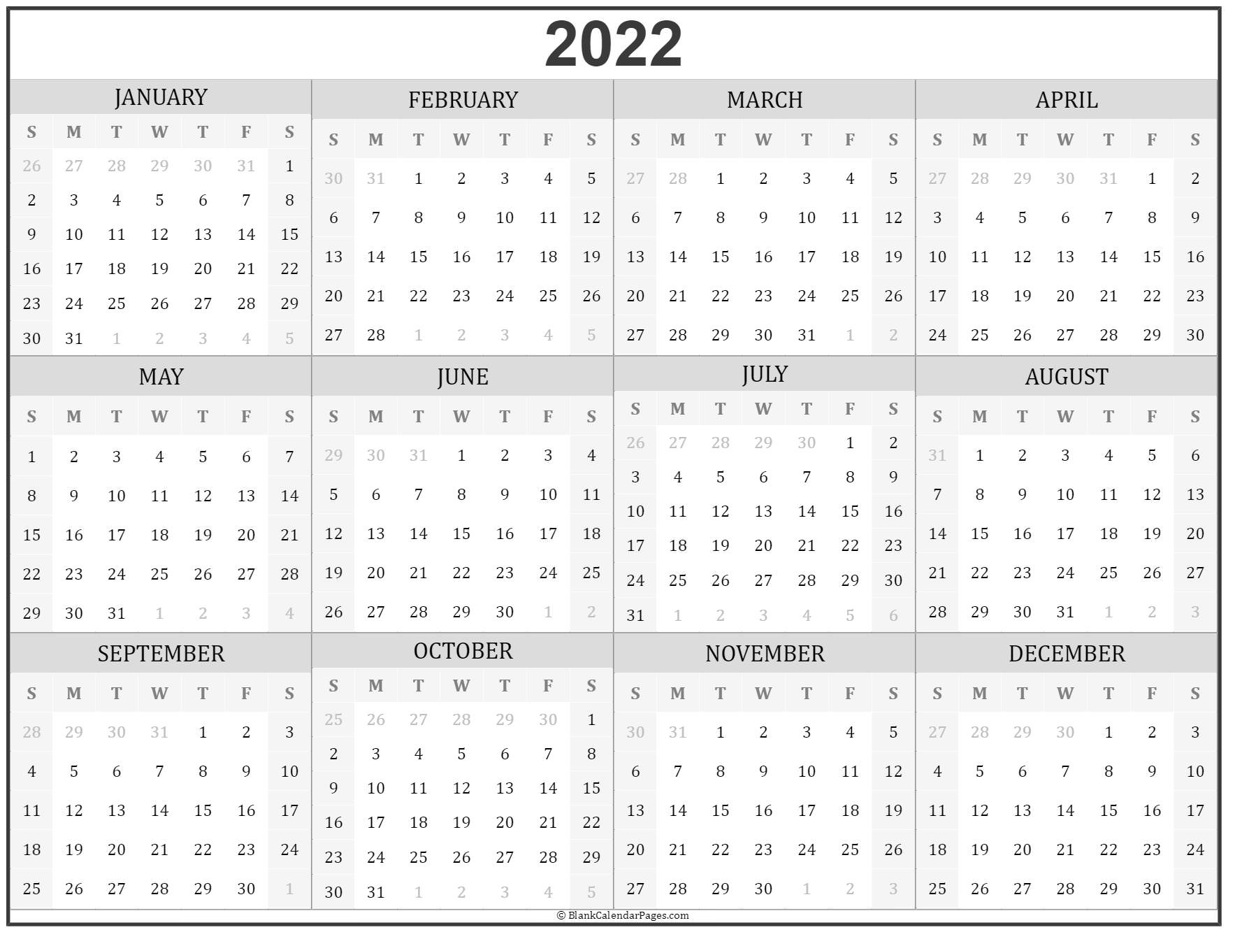 2022 Year Calendar | Yearly Printable regarding Army Holiday Calendar 2022