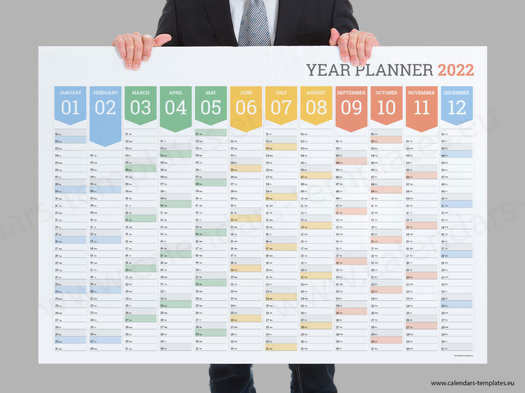 2022 Yearly Wall Planner Kpw12C Calendar Template pertaining to Free Yearly Planner Wall Calendar