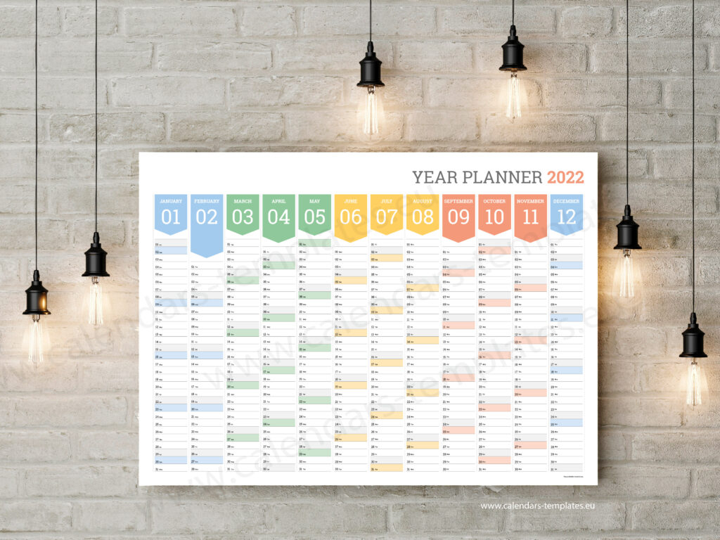 2022 Yearly Wall Planner Kpw12C Calendar Template with regard to Free Yearly Planner Wall Calendar