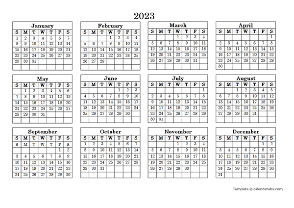 2023 Blank Yearly Calendar Landscape  Free Printable Templates for Free Landscape Architecture Calendar