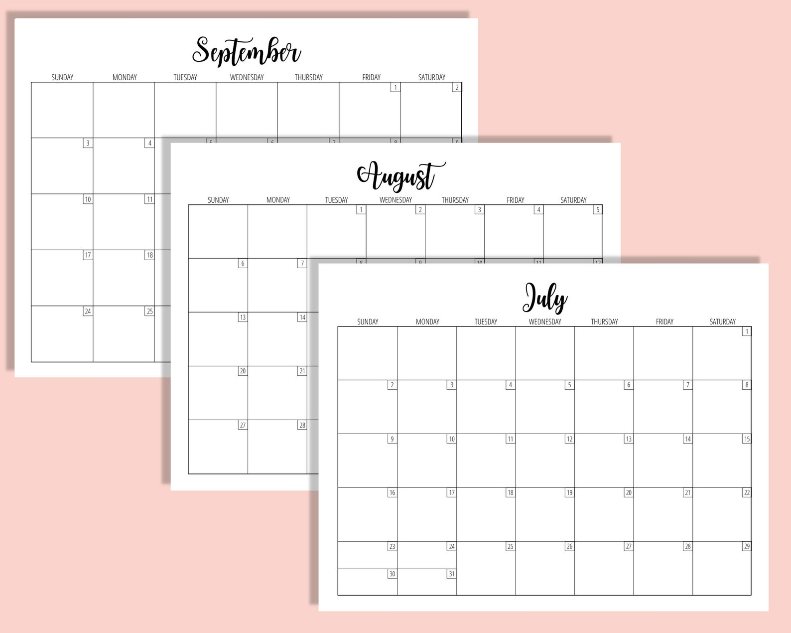 2023 Calendar Template 8.5 X 11 Inches Horizontal Monthly | Etsy intended for Background March Calendar 2023