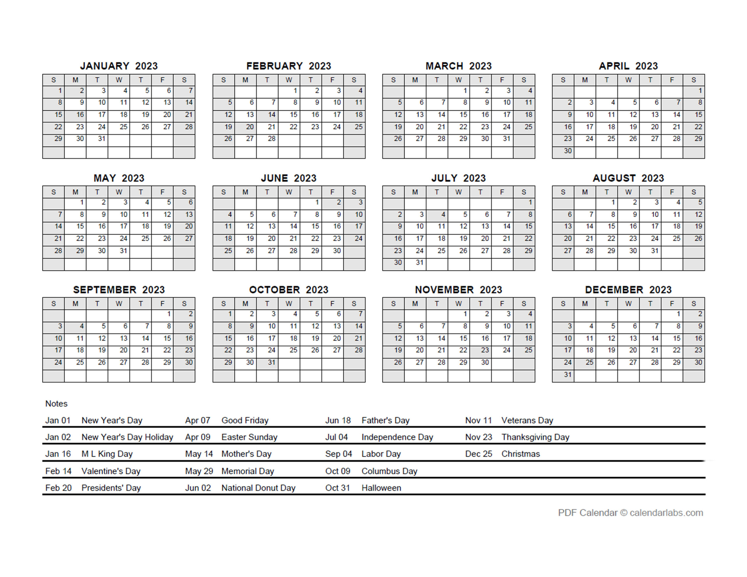 2023 Pdf Yearly Calendar With Holidays  Free Printable Templates in Background March Calendar 2023