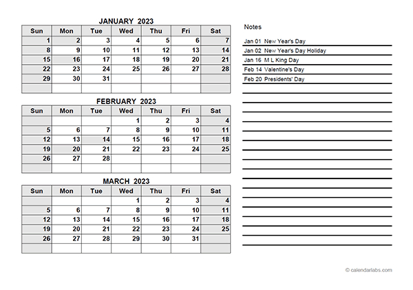 2023 Quarterly Calendar Pdf  Free Printable Templates inside Background March Calendar 2023