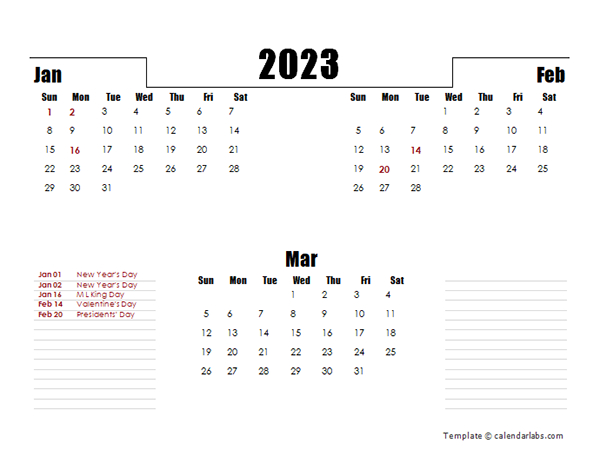 2023 Quarterly Three Month Calendar  Free Printable Templates for Background March Calendar 2023
